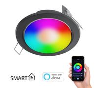 Foco empotrable Zobe plano antracita mate + bombilla RGB blanco cálido