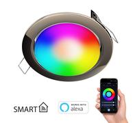 Foco empotrable Zobe plano cromo-negro brillante + LED RGB blanco cálido
