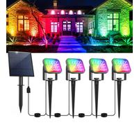 Foco exterior LED solar, 4 en 1, RGB, IP65, 937 lúmenes, 20 LEDs