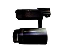 Foco LED ajustable de 30W para carril de 4 vías, 3000K, PF>0,9, con rango de 15-60º. Color negro. Ideal para una iluminación eficiente y versátil en ambientes comerciales y decorativos.