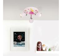 Foco LED brillante con diseño de princesa | con luz blanco cálido | conjunto de 3 focos para la habitación infantil | con cabezales orientables | color rosa | Lámpara de techo que incluye bombillas GU
