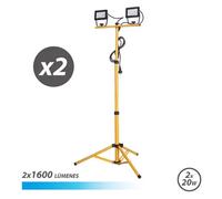 Foco LED Elbat con trípode 2 x 20w - 1600 lúmenes - 6500k luz fría - cable de 3m - IP65 para uso en exteriores