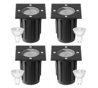 Foco led para empotrar en el suelo: 4 piezas 3W GU10 LED Focos Empotrables Jardin - Impermeable IP67 Focos Exterior Jardin - Suelos para Terrazas Exteriores Césped 230V 270LM 3000K Blanco Cálido