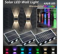 Foco LED Solar para exteriores, iluminación superior e inferior impermeable, farola alimentada por energía Solar para balcón, patio y jardín, 1/2 Uds. 4LED-1500mAh-1PCS