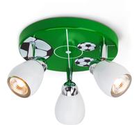 Foco LED "Spotrondell Soccer" | Lámpara de techo apta para niños | 3 focos | Metal | Verde//Blanco | Cabezales orientables | 3 x GU10, máx. 3W