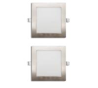 Foco LED Techo Empotrable 12W Cuadrada Niquel 170 x 170 x 11mm Downlight 3000K-6000K Blanco Cálido/Neutro/Frío 960LM Aluminio Focos Interior Ultraplano No Regulable Orificio 155 x 155mm (PACK 2 UNDS)
