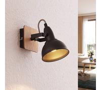 Foco Lindby Aylis, altura 14 cm, negro, madera, E14