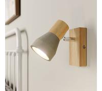 Foco Lindby Filiz, 12 cm de altura, madera, hormigón, E14