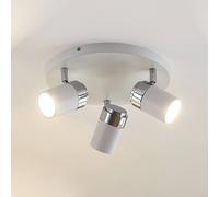 Foco Lindby Kardo, redondo, 3 luces, blanco, metal, IP44
