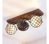 Foco Lindby Tamin, 48 cm, color óxido, 3 luces, cristal