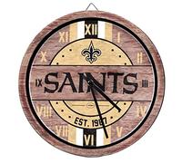 Foco NFL New Orleans Saints - Reloj de Pared con Logo de Madera con Logo de Barril de Madera, Color del Equipo, Talla única
