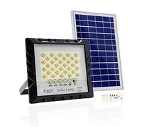 Foco Proyector 100W 128LED con Panel Solar Fotovoltaico, Mando a Distancia y Sensor de Encendido Automático. Foco Solar IP67 con Luz Blanca, Iluminación de Exteriores, Patio, Jardín, Camino, Garaje.
