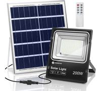 Foco Proyector LED Solar con Mando a Distancia 200W 6500K Luz Blanca Resistente Al Agua aigostar