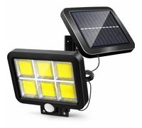 Foco Solar LED Exterior con Sensor de Movimiento - Luz Potente de 6 LEDs, Panel Solar Independiente, Iluminación Automática, Resistente al Agua, Ideal Jardín, Patio, Entrada y Seguridad Hogar