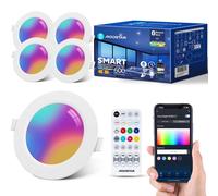 Focos empotrables LED Aigostar, 6W, lámpara de techo inteligente RGB+CCT, compatible con Alexa y Bluetooth Mesh, temperatura de color de 2700K-6500K, foco empotrable IP44 con mando a distancia, diámet