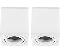 Focos empotrables LED cuadrados blancos, GU10, de aluminio, para techo, pack de 2