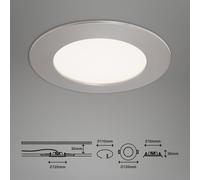 Focos LED empotrables, juego de 3 unidades, 4000K, IP44, 8W, color plateado, plástico, marca Briloner