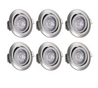 Focos LED empotrables techo Krog set de 6 níquel