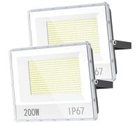 Focos LED Exterior 200W, 20000LM 7000K Super Brillante Proyector LED Exterior Blanco Foco, IP67 Impermeable Floodlight, Iluminación de Seguridad para, jardin, Garaje, Estacionamiento, Estadio (2)