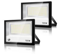 Focos LED para exteriores, 100W, pack de 2, IP67, 10000 lúmenes, 7000K, luz blanca fría