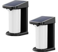 Focos solares LED, apliques de pared con sensor de movimiento, juego de 2 unidades, modelo LUSTY, 18 cm, color blanco