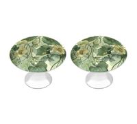 FodPand Paquete de 2 pomos de gabinete de 1.1 pulgadas de un solo agujero, tiradores decorativos de estilo verde oliva para tocador, cocina, baño, armario, tocador, puerta de armario
