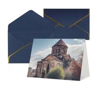 FodPand Tarjetas de felicitación con sobres, tarjetas de cumpleaños de 11,4 x 15,2 cm, tarjeta de aliento a mitad plegable, divertidas postales de la iglesia armenia, tarjeta de invitación en blanco