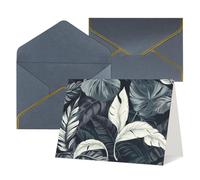 FodPand Tarjetas de felicitación con sobres, tarjetas de cumpleaños de 11,4 x 15,2 cm, tarjeta de aliento a mitad plegable, divertidas postales de hojas blancas y plateadas, tarjetas de invitación en
