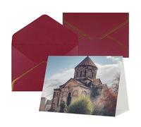 FodPand Tarjetas de felicitación con sobres, tarjetas de cumpleaños de 11,4 x 15,2 cm, tarjeta de aliento a mitad plegable, divertidas postales de la iglesia armenia, tarjeta de invitación en blanco
