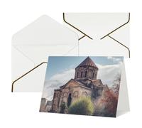 FodPand Tarjetas de felicitación con sobres, tarjetas de cumpleaños de 11,4 x 15,2 cm, tarjeta de aliento a mitad plegable, divertidas postales de la iglesia armenia, tarjeta de invitación en blanco