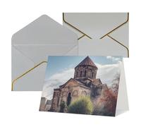 FodPand Tarjetas de felicitación con sobres, tarjetas de cumpleaños de 11,4 x 15,2 cm, tarjeta de aliento a mitad plegable, divertidas postales de la iglesia armenia, tarjeta de invitación en blanco