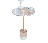 FOELANNE Mesita Auxiliar de acrílico Transparente, Mesa Auxiliar de acrílico Transparente con Base Dorada Maciza, Redonda 14 Pulgadas, fácil Montaje, for Espacios pequeños(Column Base)