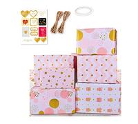 Foemey Hojas plegadas de papel de regalo de cumpleaños para niñas, color oro rosa para fiestas, bodas, día de San Valentín, todas las ocasiones