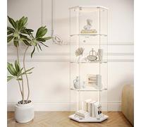 FOERPL - Mueble para vitrina, cristal, 4 capas, armario, vitrina, con cerradura, armario de esquina, 162 x 40 x 60 cm, vitrina, cristal LED, vitrina de cristal, para colección con puerta de mueble