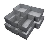 Foeska Organizadores de Cajones, Separadores Plegables, Organizador de Armario para Ropa Interior de Dormitorio, Organizador de Camisas, Calcetines y Ropa (12 psc dark grey)