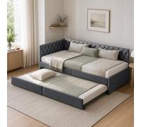Fofetbfo Sofá cama desplegable 90 x 200 cm, de 2 plazas, cama deslizante, sofá banquete con estructura para patas, sofá multifuncional de tela de terciopelo (gris)