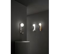 Fog: Lámpara de pared para mesita de noche con puertos USB y USB-C, LED de 3W + G9, esfera blanca, 3000K, cuerpo ajustable, difusor de vidrio. Marca: Perenz. Color: Gris