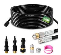 Fogmiea 10M - Manguera limpiadora de tuberías para Kärcher K & HD | Con 3 adaptadores + 2 boquillas rígidas + giratorias, presión máxima de trabajo de 160 bar, hasta 40 °C y manguera interior