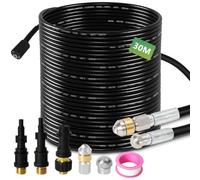 Fogmiea 30M - Manguera limpiadora de tuberías para Kärcher K & HD | Con 3 adaptadores + 2 boquillas rígidas + giratorias, presión máxima de trabajo de 160 bar, hasta 40 °C y manguera interior