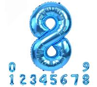 Foil Globo Azul Número Numérico 0 a 9 40 Pulgadas Gigante Numeros 8 Grande Globos Para La Boda Aniversario Globo de Cumpleaños Fiesta Decoración
