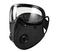 Fokayo Mascarilla antipolvo reutilizable con filtro de carbono y gafas protectoras ajustables; sistema de filtración de 5 capas para carpintería y seguridad profesional