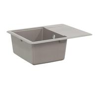 Foknhdi Fregadero de cocina de granito gris, 560 x 460 mm, empotrable, con | Fregadero rectangular de cuarzo para cocina moderna. Superficie resistente al calor que ofrece una resistencia óptima al