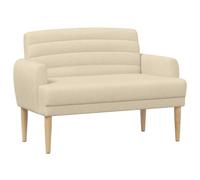 Foknhdi Loveseat - Sofá de dos plazas, color crema, 116 x 67 x 80 cm, acolchado con cierre de botones y patas de madera de caucho, sofá de tela Loveseat para salón, dormitorio y espacios pequeños