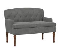 Foknhdi Loveseat Sofá tapizado de terciopelo de 2 plazas, color gris oscuro, con cierre de botón, cómodo sofá con patas de madera para salón, dormitorio y oficina, 111 x 65 x 79 cm