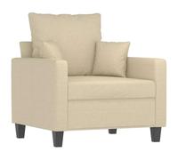 Foknhdi Sillón color crema 78 x 77 x 80 cm de tela de poliéster resistente con estructura de metal diseño moderno cómodo sofá pequeño para salón, dormitorio, oficina, balcón
