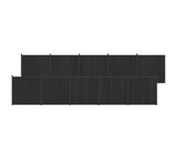 Foknhdi WPC - Valla con postes de aluminio, 10 unidades, color negro, 1755 | Moderna pared de privacidad para jardín y terraza, robusta valla exterior con once postes de fijación