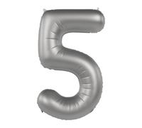 Folat 10475 Globo Plateado Numero 5 - Moonlight Silver - Satin Gloss - 86 cm - Decoraciones de Cumpleaños de Fiesta Para Aniversario Graduación Inflar con Helio o Aire