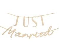 Folat 21340 Guirnalda de letras para bodas Conjunto de guirnalda de letras - JUST Married - Wedding - Madera - 3 metros. Para Decoracion de Matrimonio, Bodas