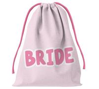 Folat 21435 Bolsa con cordón de deporte Bolsa de regalo - Bride Squad - She Said Yaasss - Poliéster - Rosa/Blanco. Accesorios para despedidas de soltero, para fiestas de novia, equipo de la novia