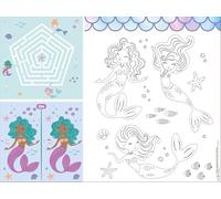 Folat 23936 Decoración Sirena de cumpleaños azul con purpurina iridiscente - Mantel Individual de Actividades - Mermaid Magic - 6 piezas - Decoraciones de sirenas para fiestas de mundo submarino